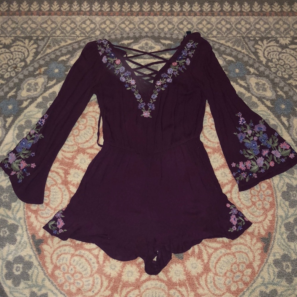 American Eagle Boho Romper Embroidered M